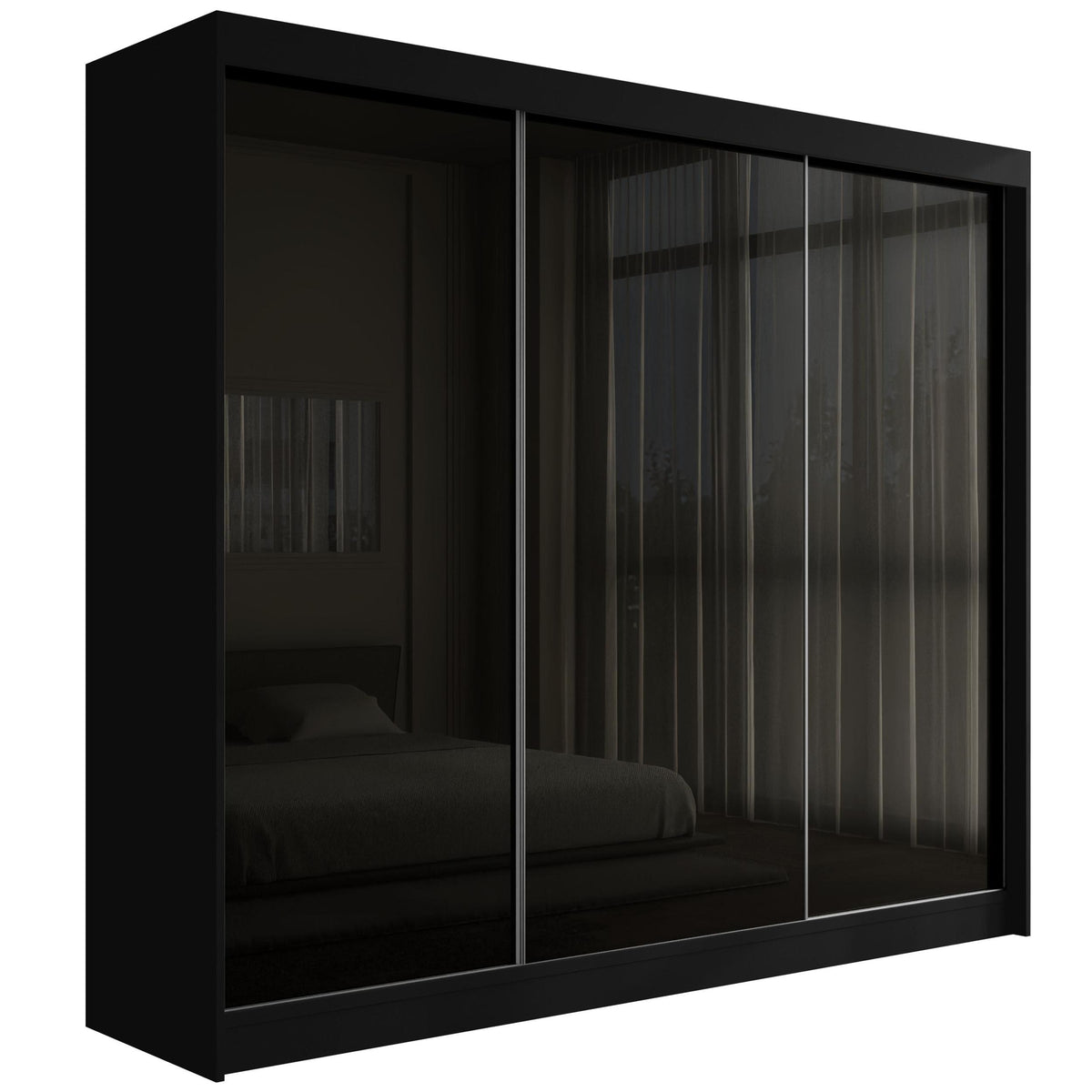 Szafa przesuwna PEKA, Czarny/Czarny Lacobel / 250 cm x 61 cm x 215 cm / Bez LED