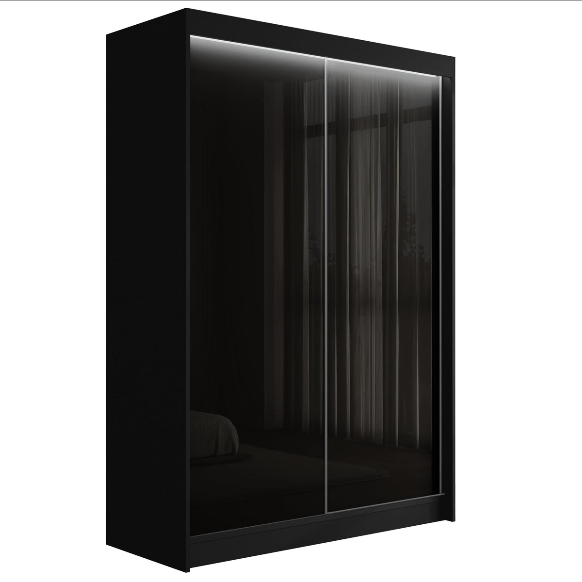 Szafa przesuwna PEKA, Czarny/Czarny Lacobel / 120 cm x 61 cm x 215 cm / Z LED