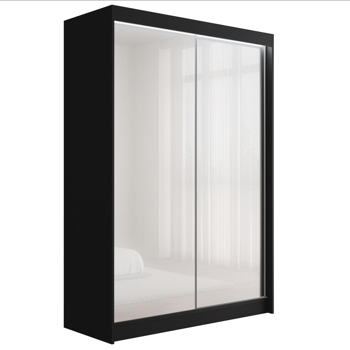 Szafa przesuwna PEKA, Czarny/Biały Lacobel / 150 cm x 61 cm x 215 cm / Z LED
