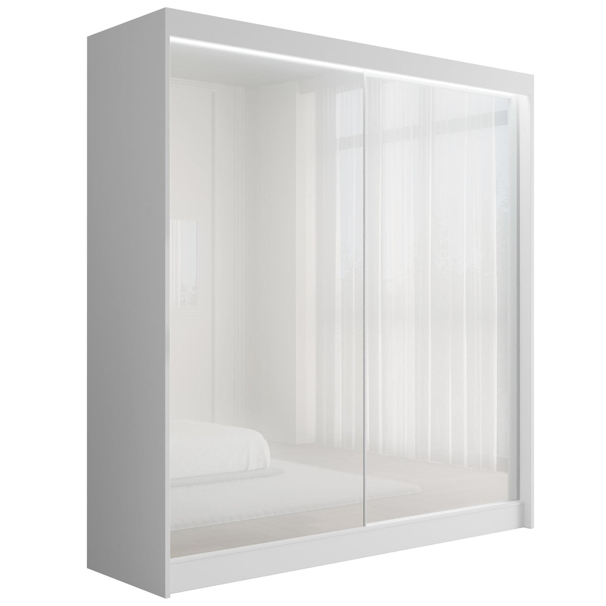 Szafa przesuwna PEKA, Biały/Biały Lacobel / 200 cm x 61 cm x 215 cm / Z LED