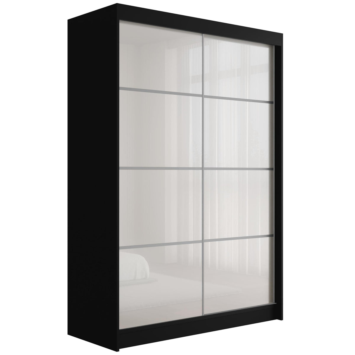 Szafa przesuwna PEKA3, Czarny/Biały Lacobel / 120 cm x 61 cm x 215 cm / Bez LED
