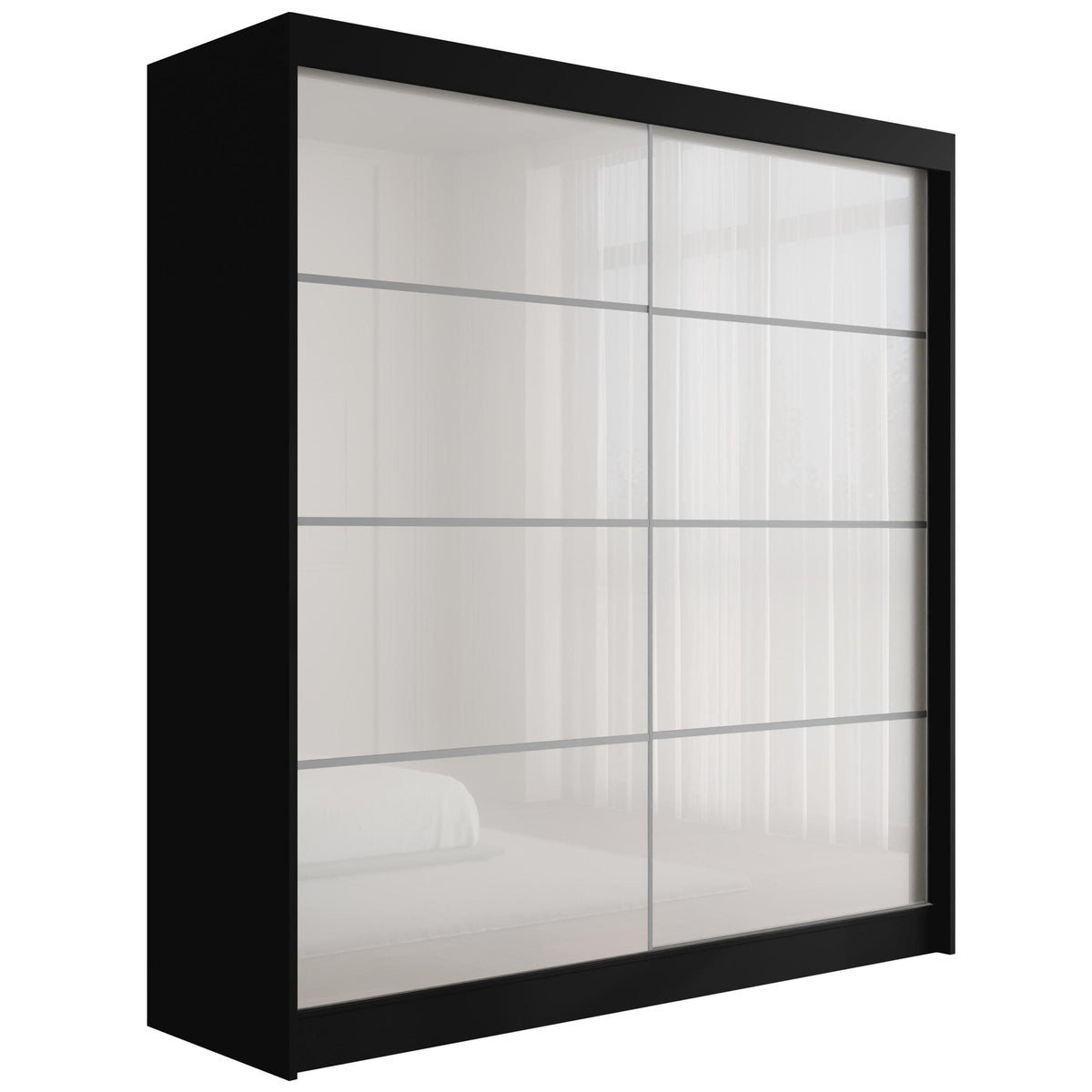 Szafa przesuwna PEKA3, Czarny/Biały Lacobel / 200 cm x 61 cm x 215 cm / Bez LED