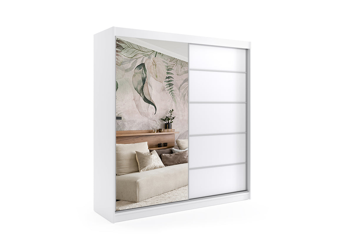 Szafa przesuwna MAKI, Biały / 200 cm x 61 cm x 216 cm / Z LED