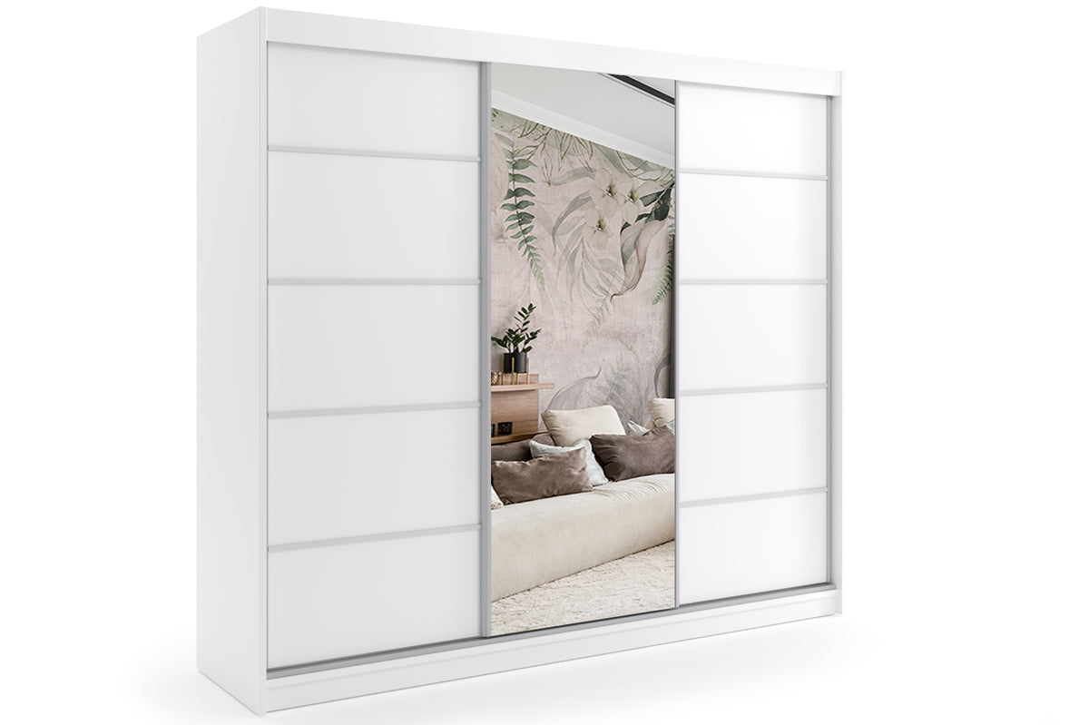 Szafa przesuwna MAKI, Biały / 180 cm x 61 cm x 216 cm / Z LED
