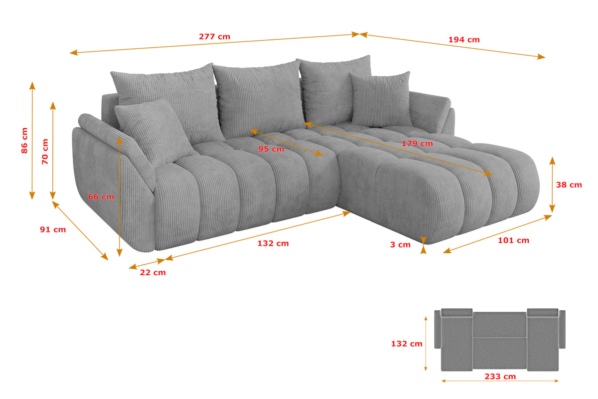 Narożnik TOKO-L-v1 sztruks