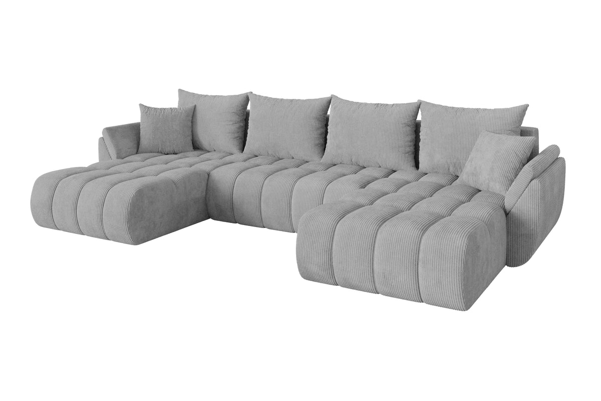 Wohnlandschaft TOKO-U-v1 Cord, Grau - Poso 110 / U-Form / Mit Schlaffunktion