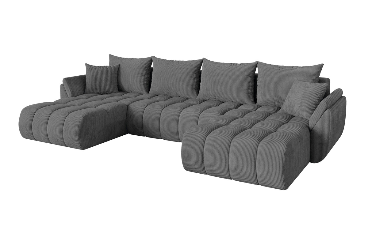 Wohnlandschaft TOKO-U-v1 Cord, Dunkelgrau - Poso 115 / U-Form / Mit Schlaffunktion