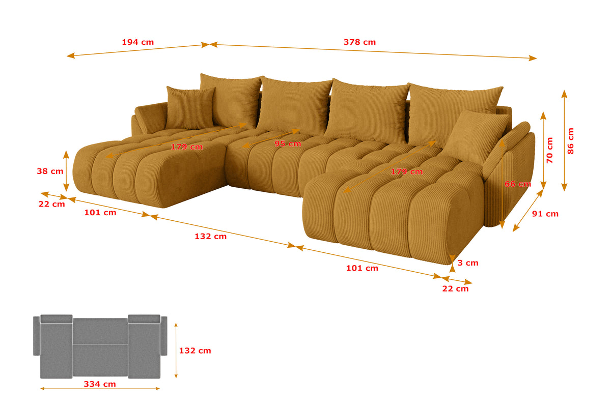 Wohnlandschaft TOKO-U-v1 Cord