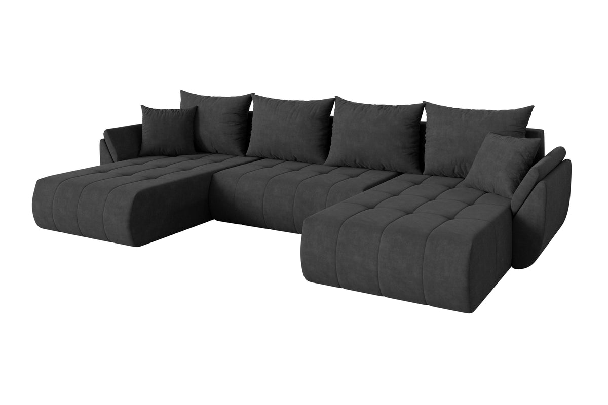 Wohnlandschaft TOKO-U Samt, Dunkelgrau - Dream Velvet 202.13 / U-Form / Mit Schlaffunktion