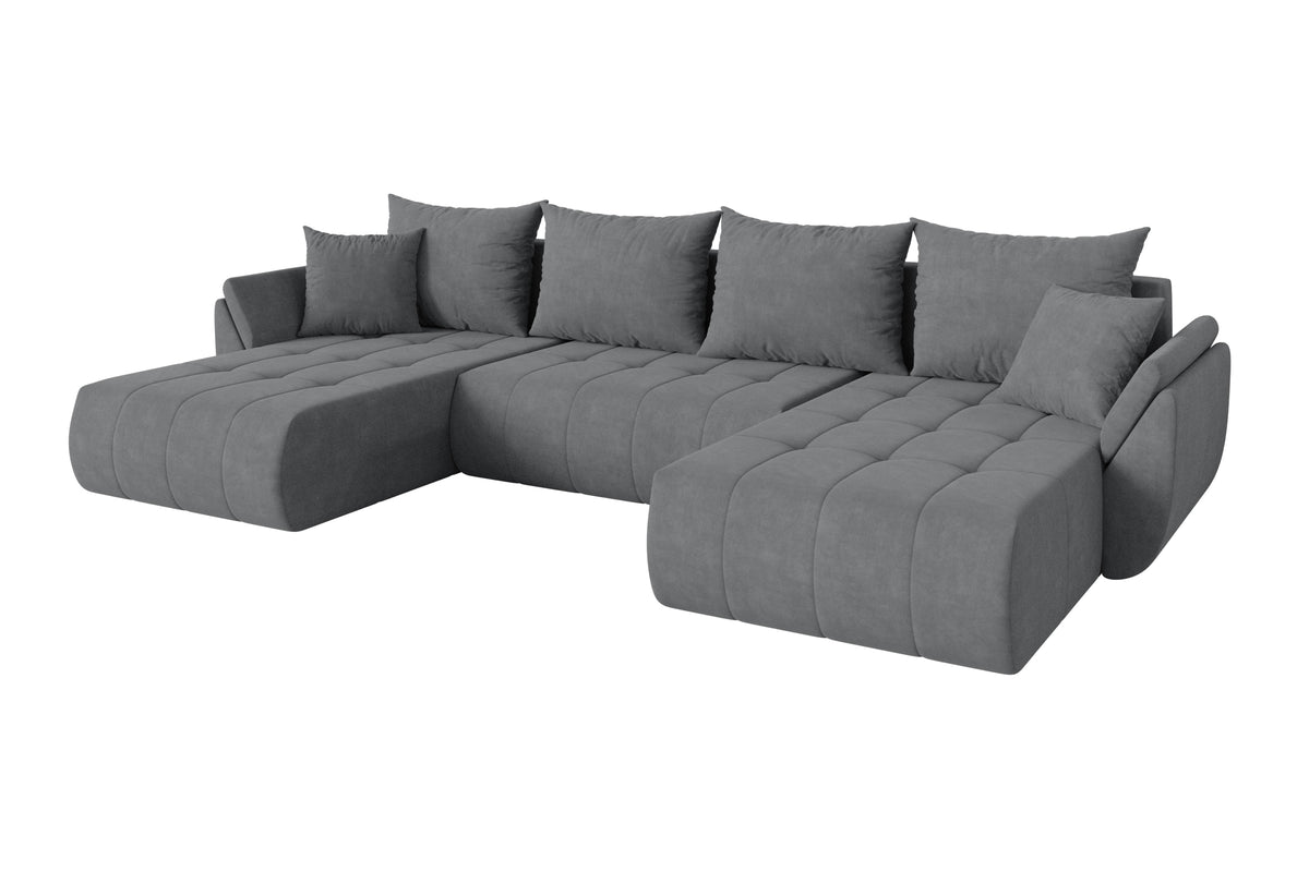 Wohnlandschaft TOKO-U Samt, Grau - Dream Velvet 202.17 / U-Form / Mit Schlaffunktion