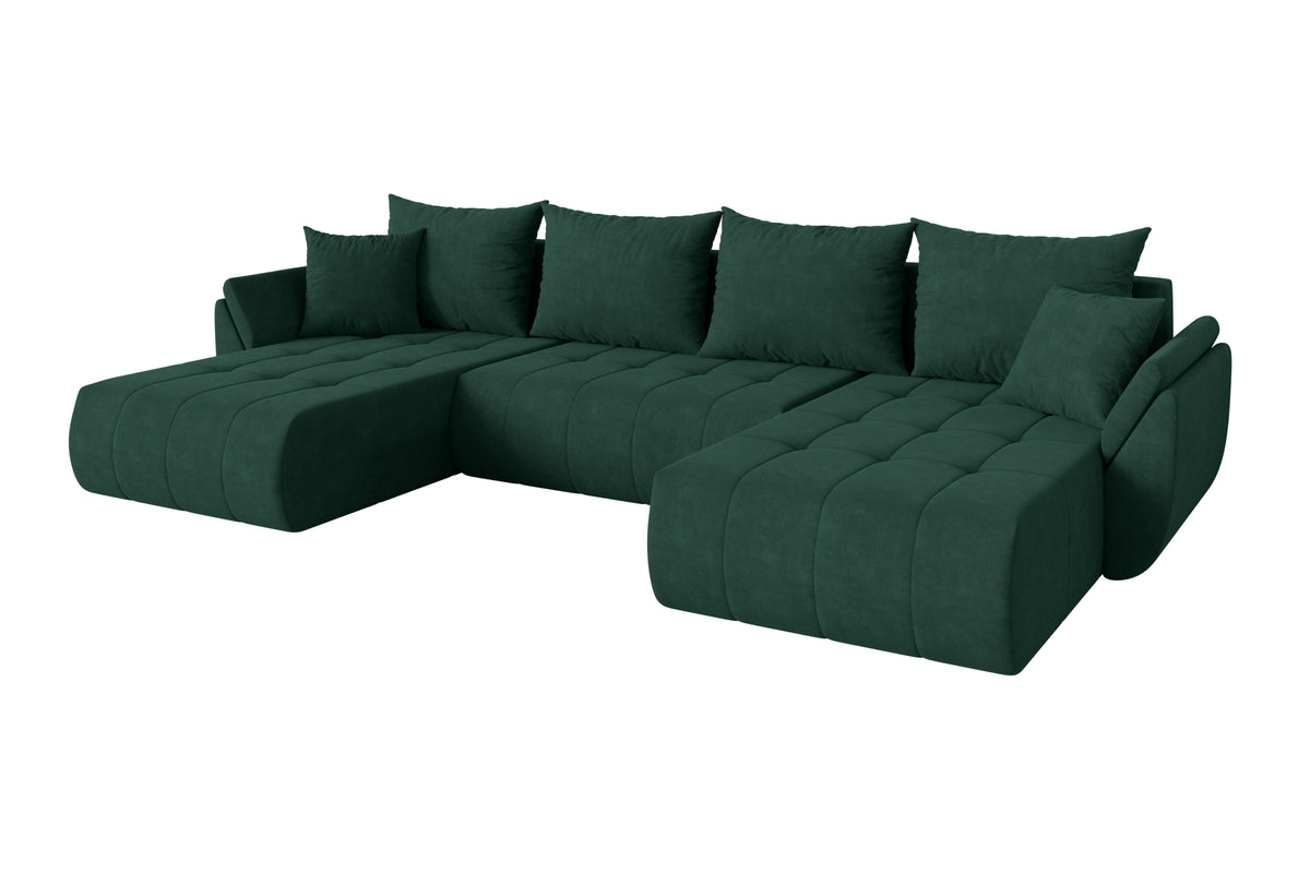Wohnlandschaft TOKO-U Samt, Grün - Dream Velvet 202.31 / U-Form / Mit Schlaffunktion