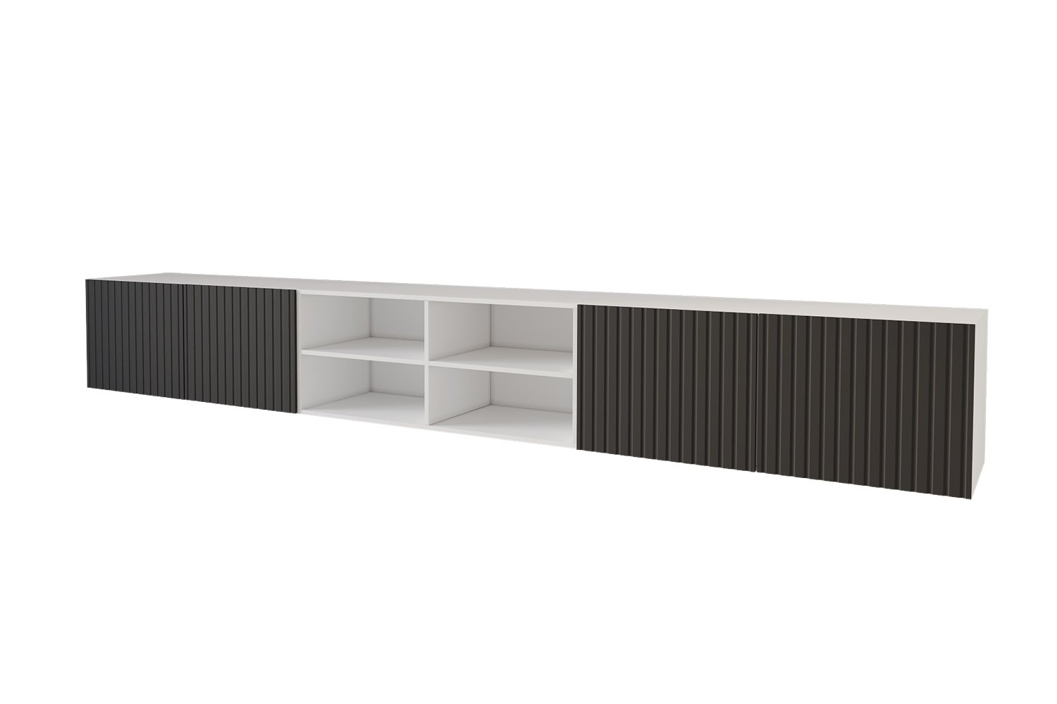 Lowboard KITO 4 offen 3 x 100 cm Weiß und Schwarz