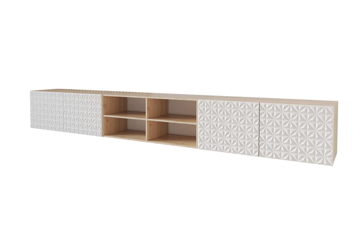 Lowboard VIRA 4 offen 3 x 100 cm Artisan und Weiß