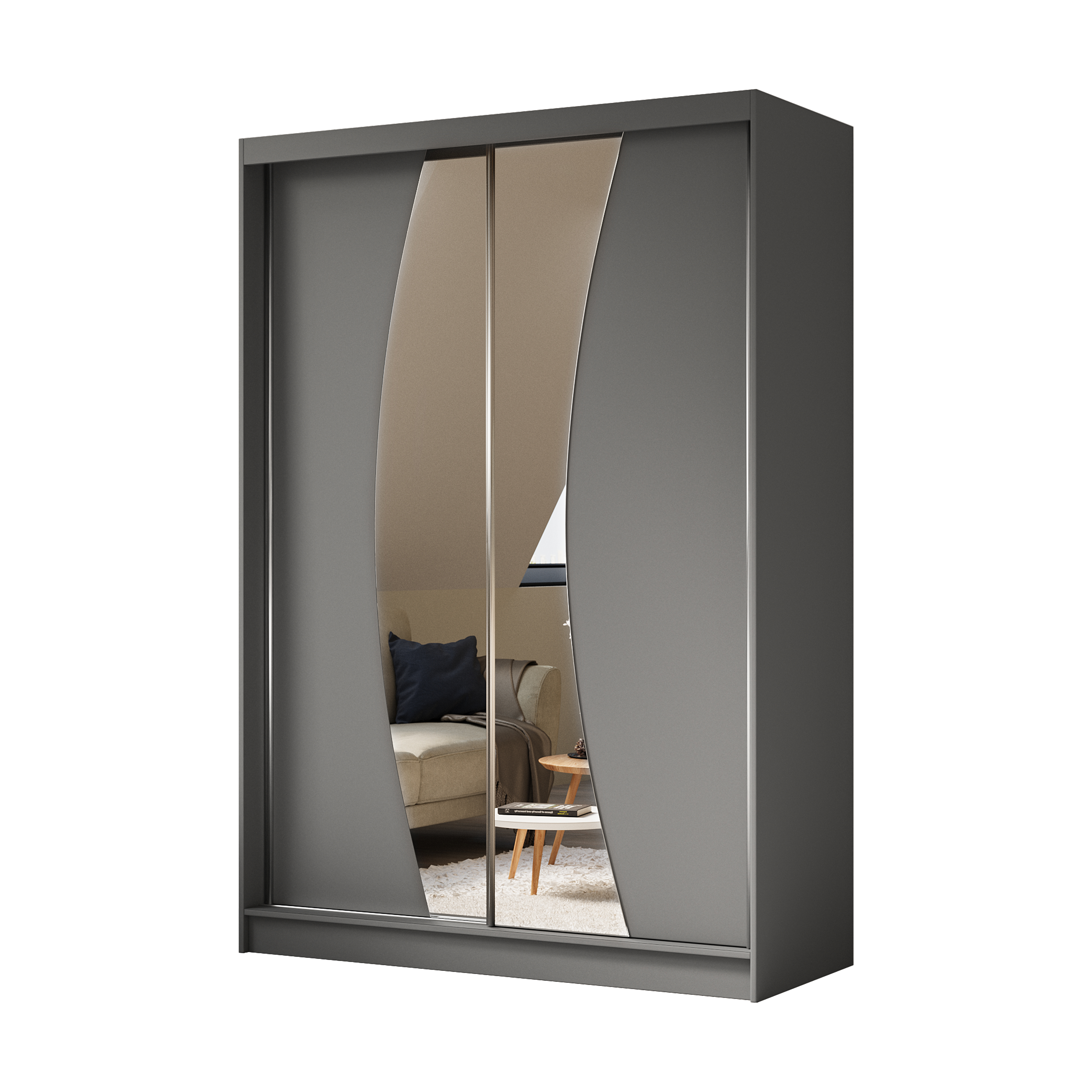 Schiebetürenschränke VOXI 150 cm x 61 cm x 216 cm Grau