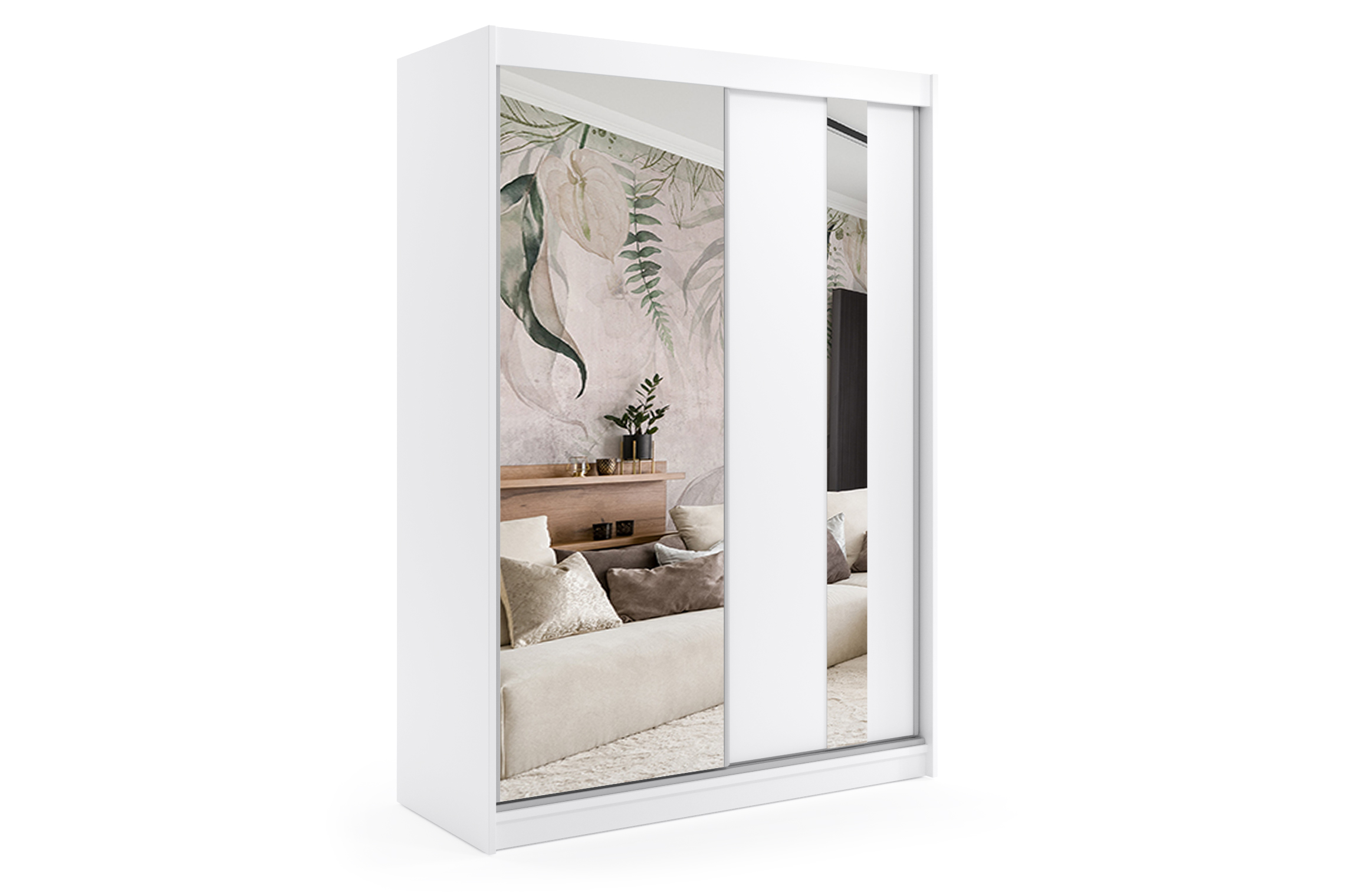 Schiebetürenschränke GRACE 120 cm x 61 cm x 216 cm Weiß